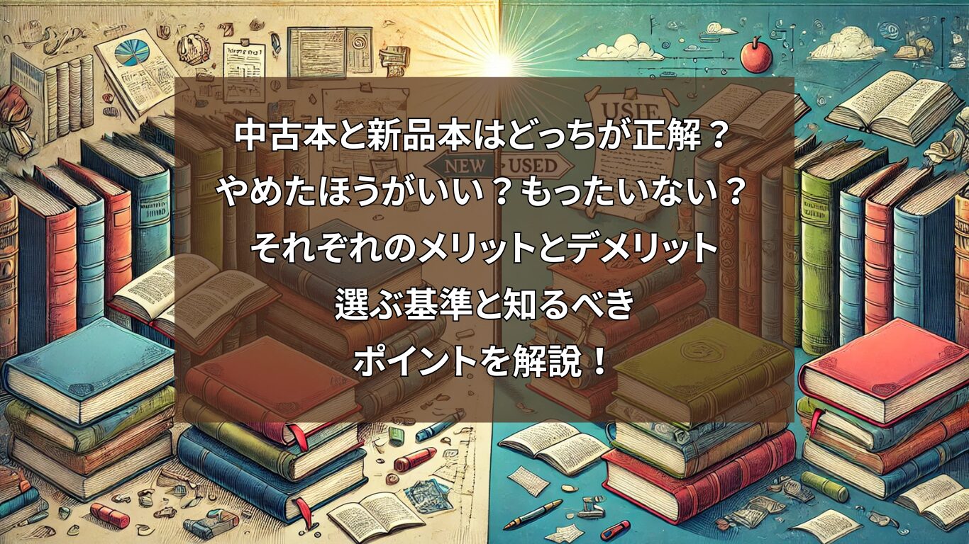 中古本と新品本はどっちが正解？やめたほうがいい？もったいない？それぞれのメリットとデメリット、選ぶ基準と知るべきポイントを解説！